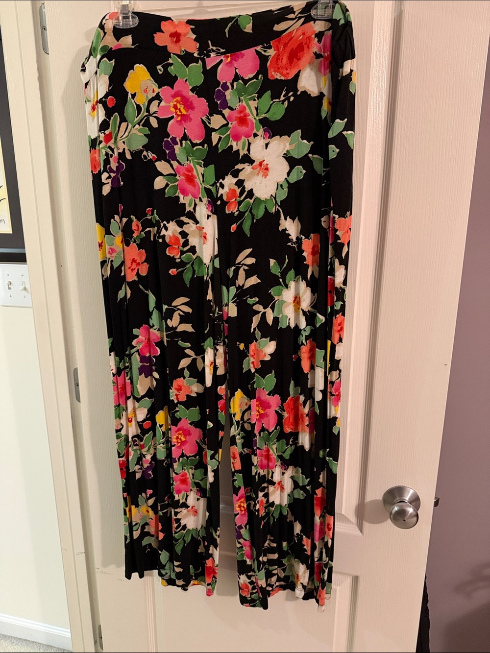 Ralph Lauren Floral full pants in Black with Pink and Green Accents - 3X